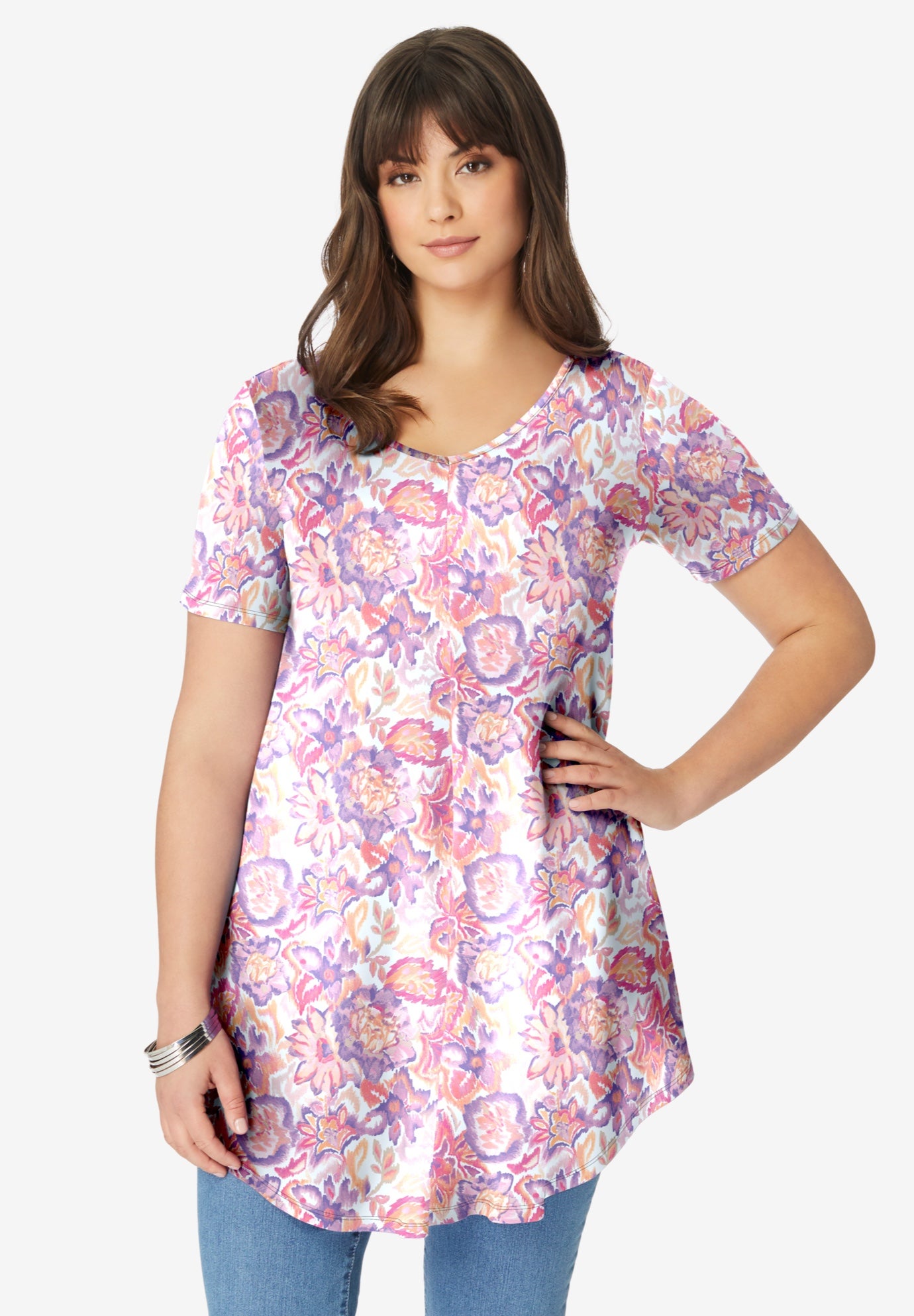 Plus Size Ultra Drape V-Neck Swing Tunic Top image number 0