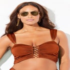 Shimmer Shirred Ring Bandeau Bikini Top image number 4