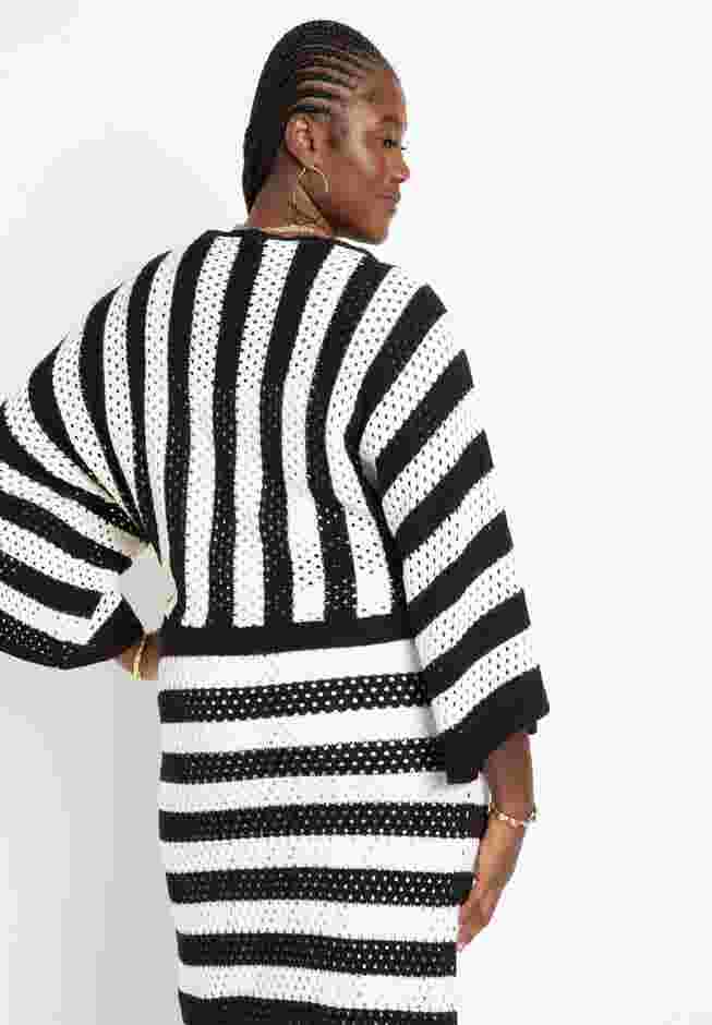 Crochet Wide Sleeve Striped Sweater image number 1