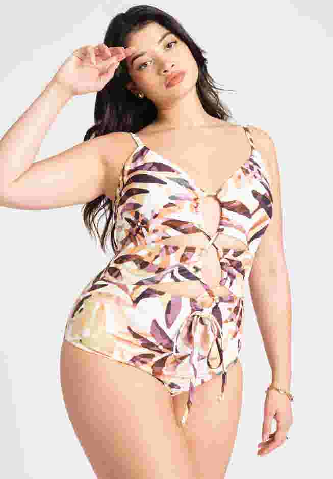 Angled Lace-Up Detail One Piece image number 0