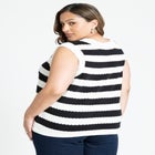 Striped High Neck Sweater Tank image number null