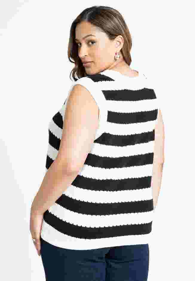 Striped High Neck Sweater Tank image number 1