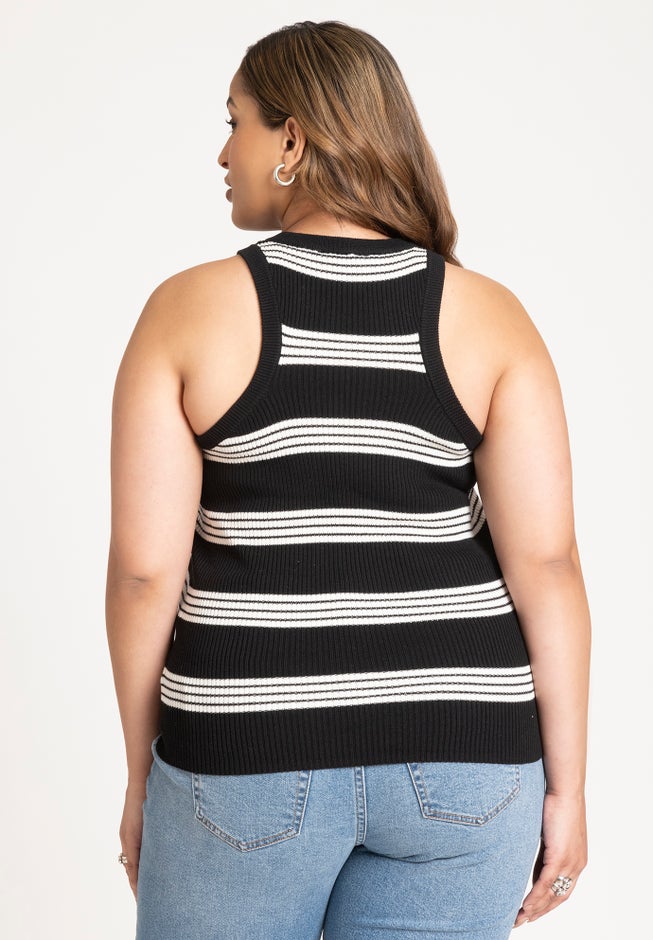Stripe Sweater Tank With Pointelle image number 1