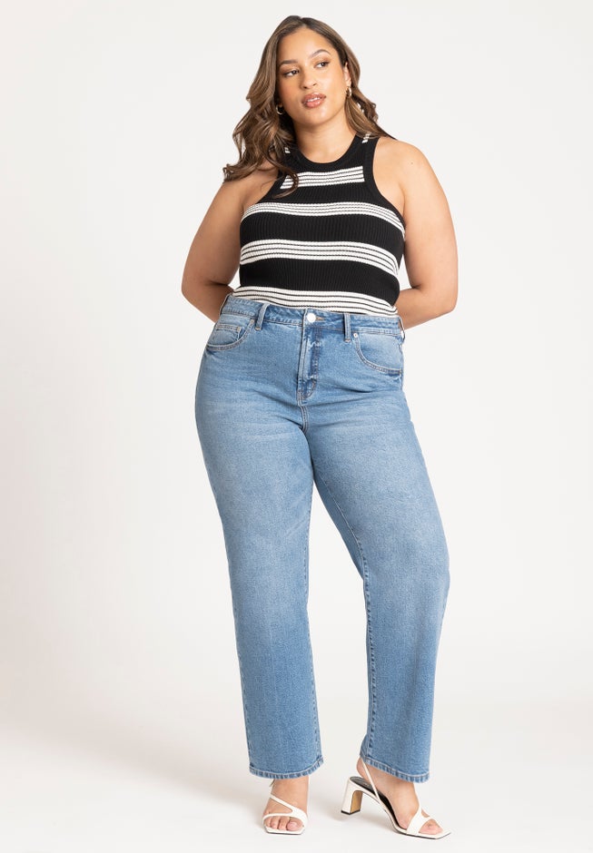 Stripe Sweater Tank With Pointelle image number 2