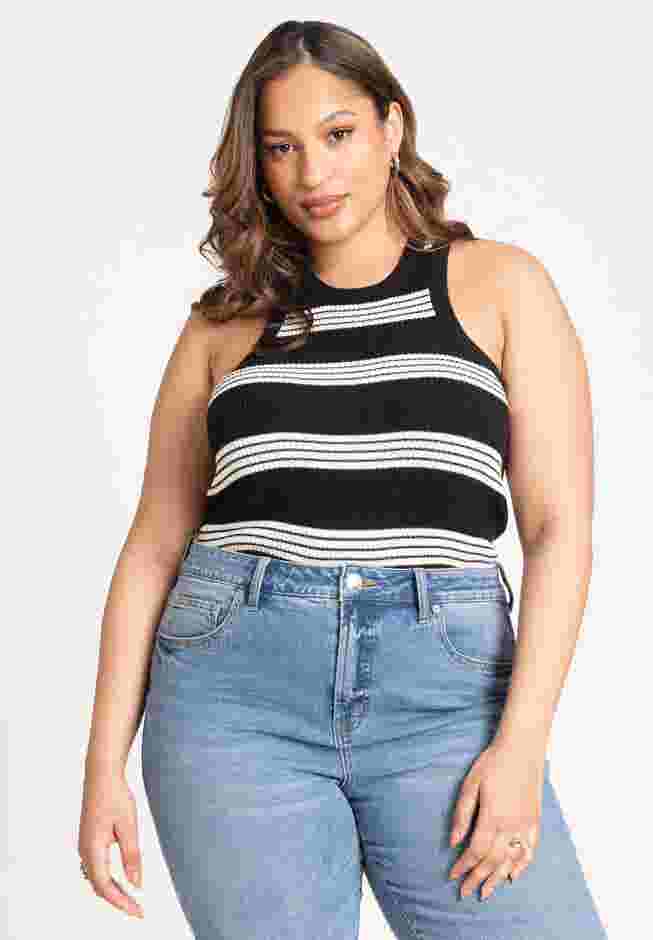 Stripe Sweater Tank With Pointelle image number 0