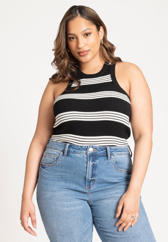 Stripe Sweater Tank With Pointelle image number 0