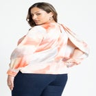 Draped Printed Satin Blouse image number null