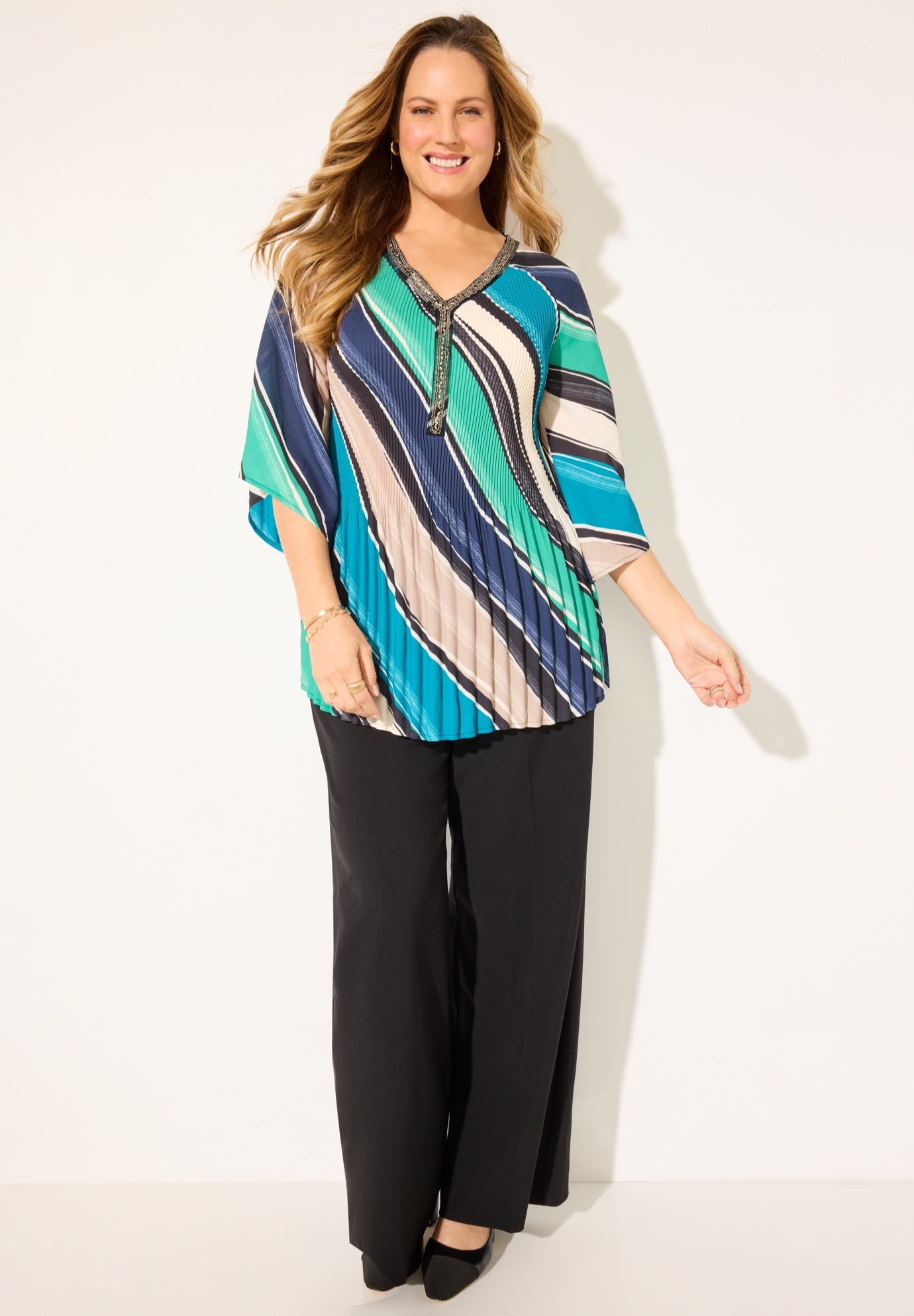 Bejeweled Pleated Blouse image number 0