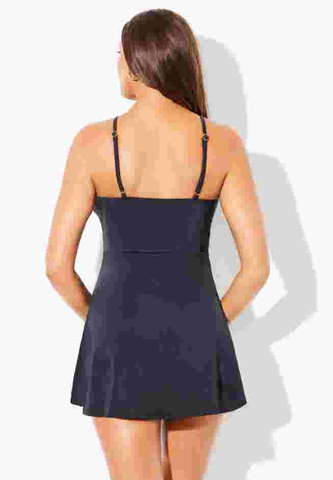 High Neck Fit & Flare Swimdress image number 1