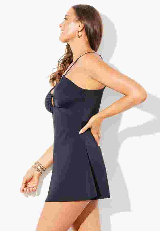 High Neck Fit & Flare Swimdress image number 2