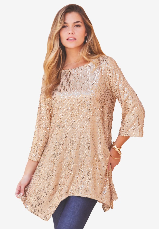 Handkerchief Hem Sequin Tunic image number 2
