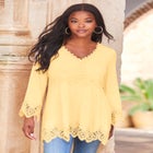 Empire Waist Boho Lace Trimmed Tee image number null