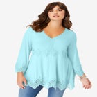 Empire Waist Boho Lace Trimmed Tee image number null