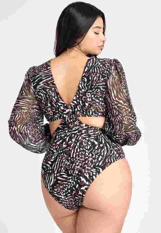 Front Cut Out Mix Media One Piece image number 2