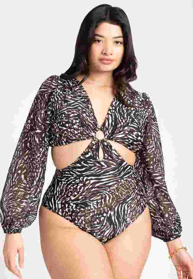 Front Cut Out Mix Media One Piece image number 0