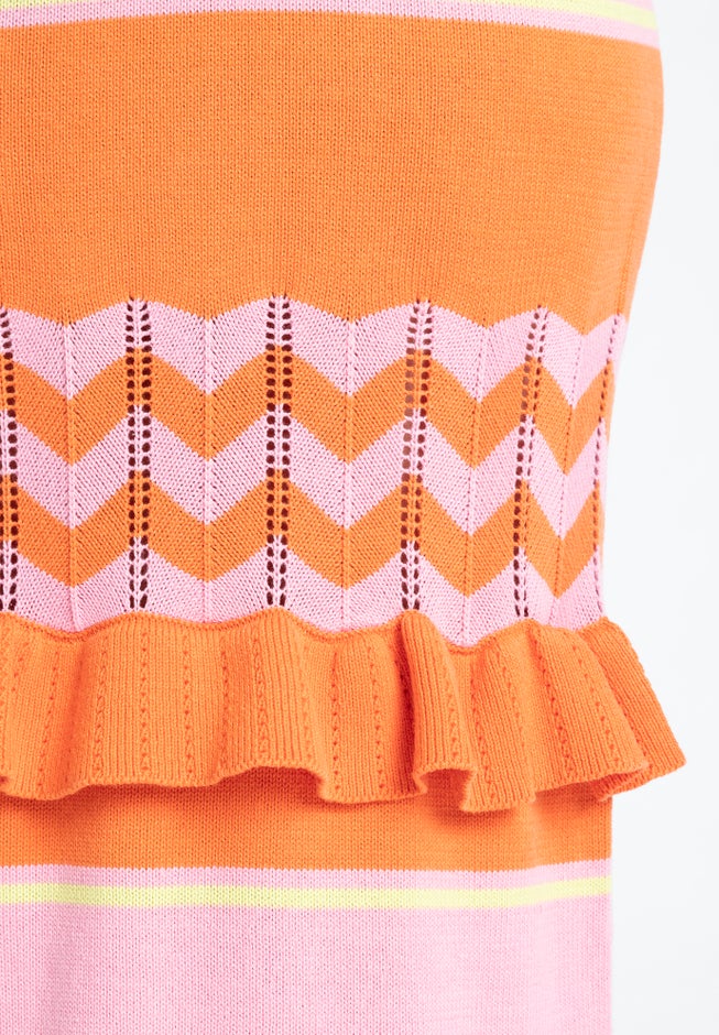 Striped Tank Sweater Dress With Ruffles image number 3