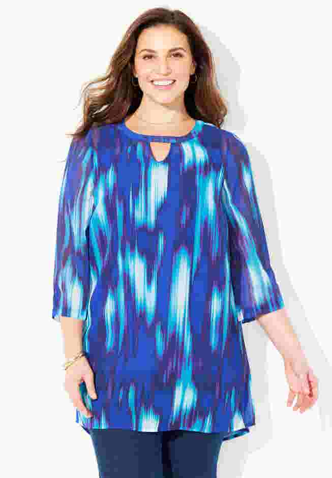 Hi-Low Keyhole Accent Layered Tunic image number 0