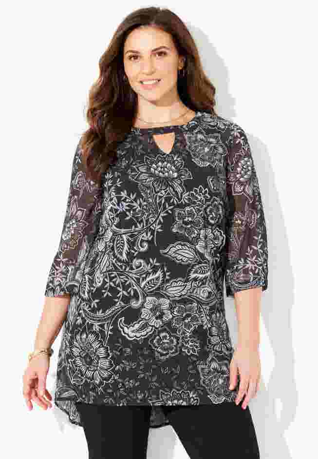 Hi-Low Keyhole Accent Layered Tunic image number 0
