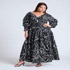 Printed V Neck Maxi Dress image number null