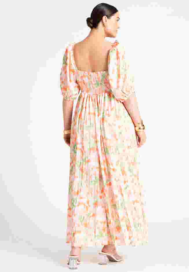Puff Sleeve Pleated Maxi Dress image number 1