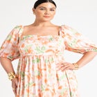 Puff Sleeve Pleated Maxi Dress image number null