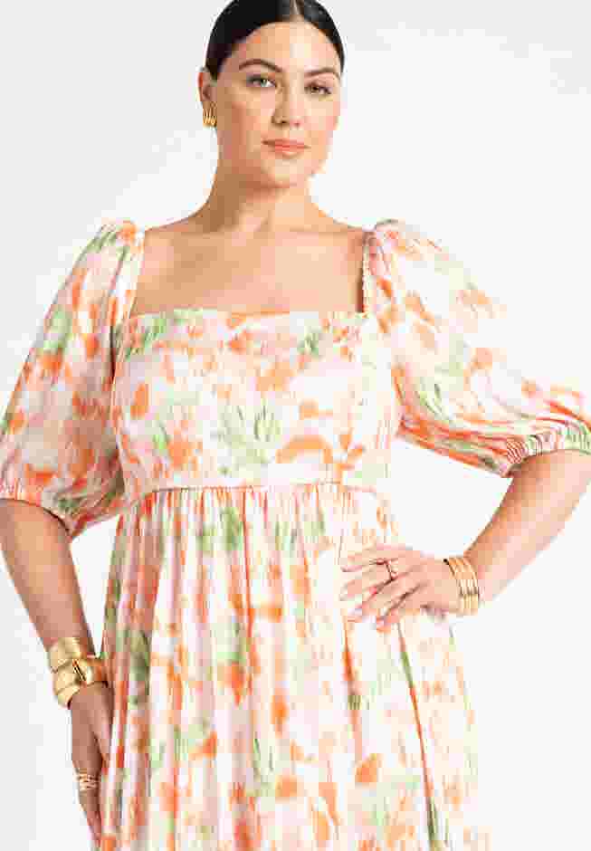 Puff Sleeve Pleated Maxi Dress image number 2