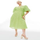 Textural Floral Maxi Dress With Pleats image number null