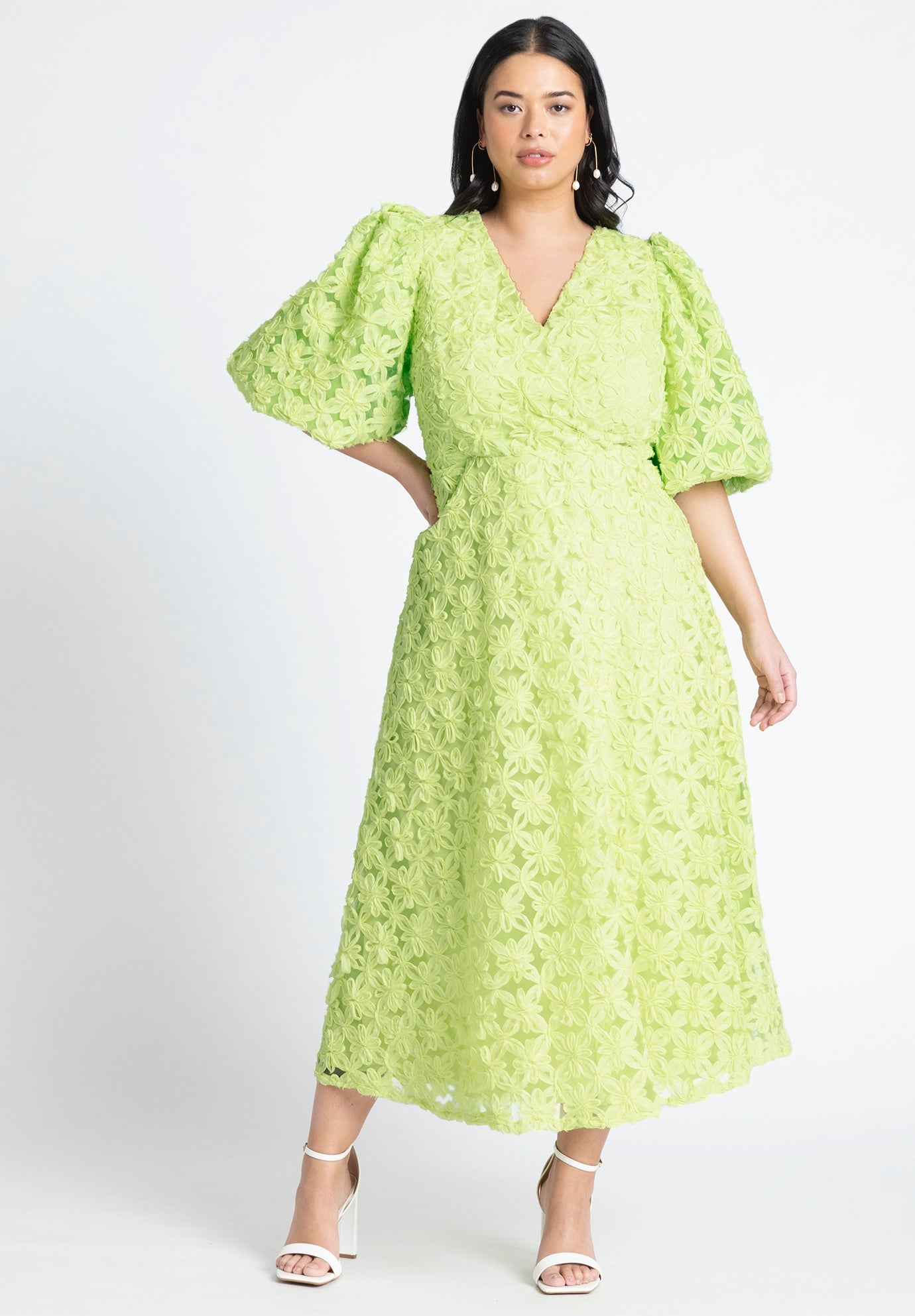 Textural Floral Maxi Dress With Pleats image number 0