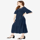 Hand-Crinkled Crochet Neck Dress image number null