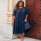 Hand-Crinkled Crochet Neck Dress image number null