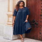 Hand-Crinkled Crochet Neck Dress image number null