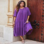 Hand-Crinkled Crochet Neck Dress image number null