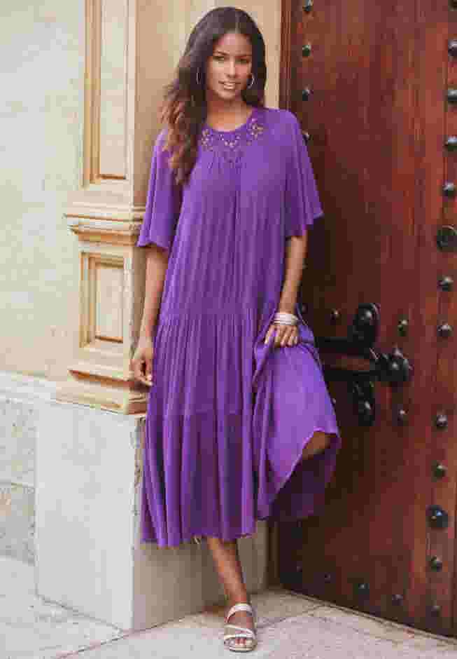 Hand-Crinkled Crochet Neck Dress image number 0