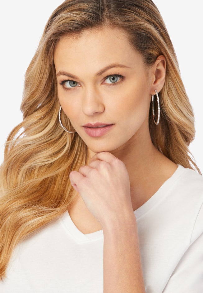 Rhinestone Hoop Earrings image number 1