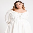 Puff Sleeve Linen Mini Dress image number null