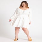 Puff Sleeve Linen Mini Dress image number null