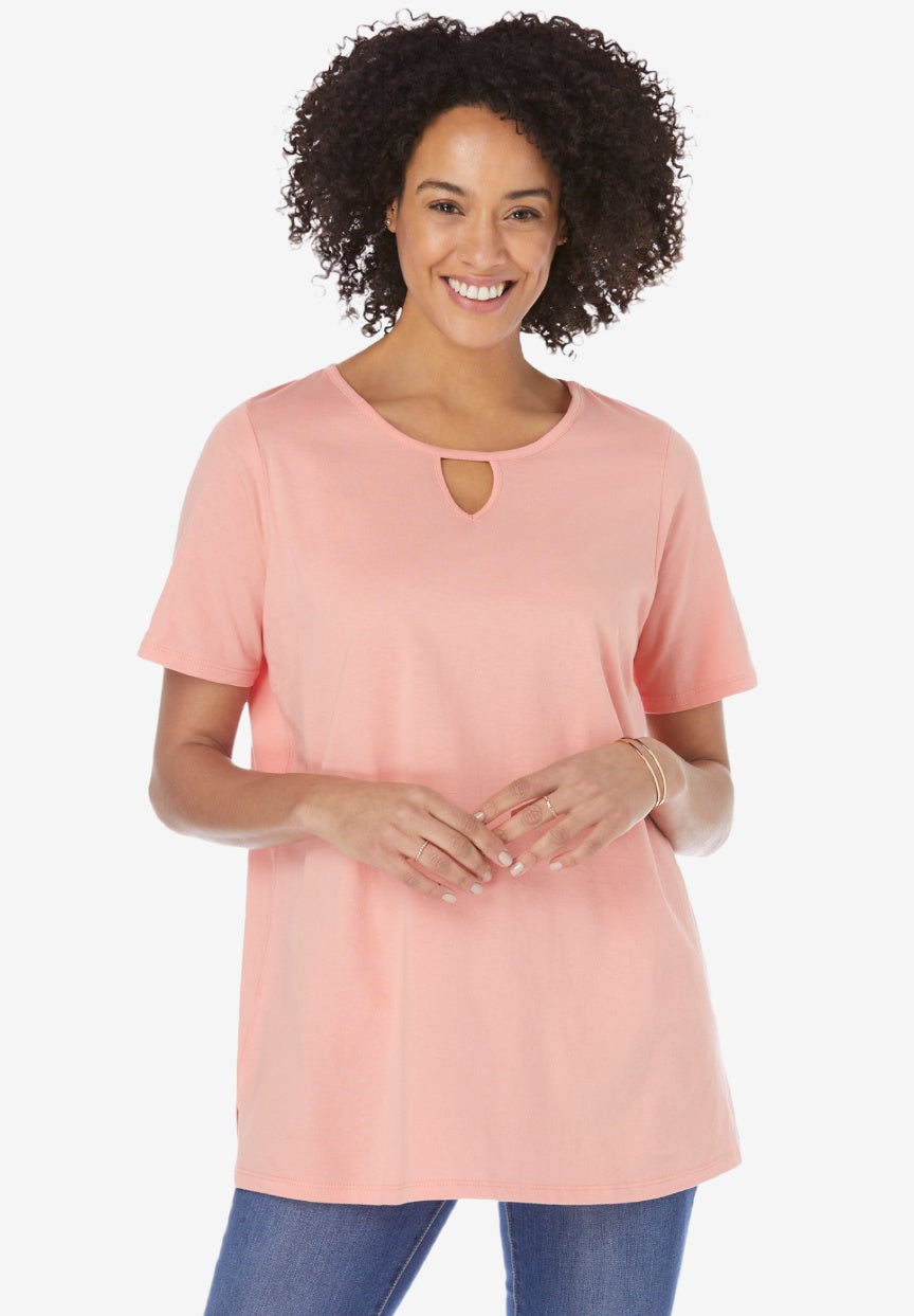 Perfect Short-Sleeve Keyhole Tee image number 0