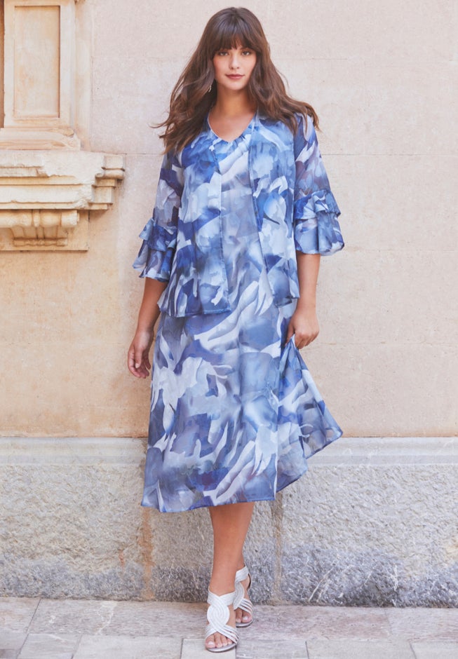 Ruffle-Detail Jacket Dress Set image number null