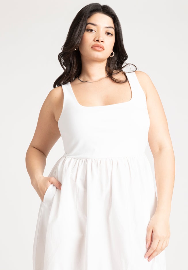 Mixed Fabric Tank Dress image number 2