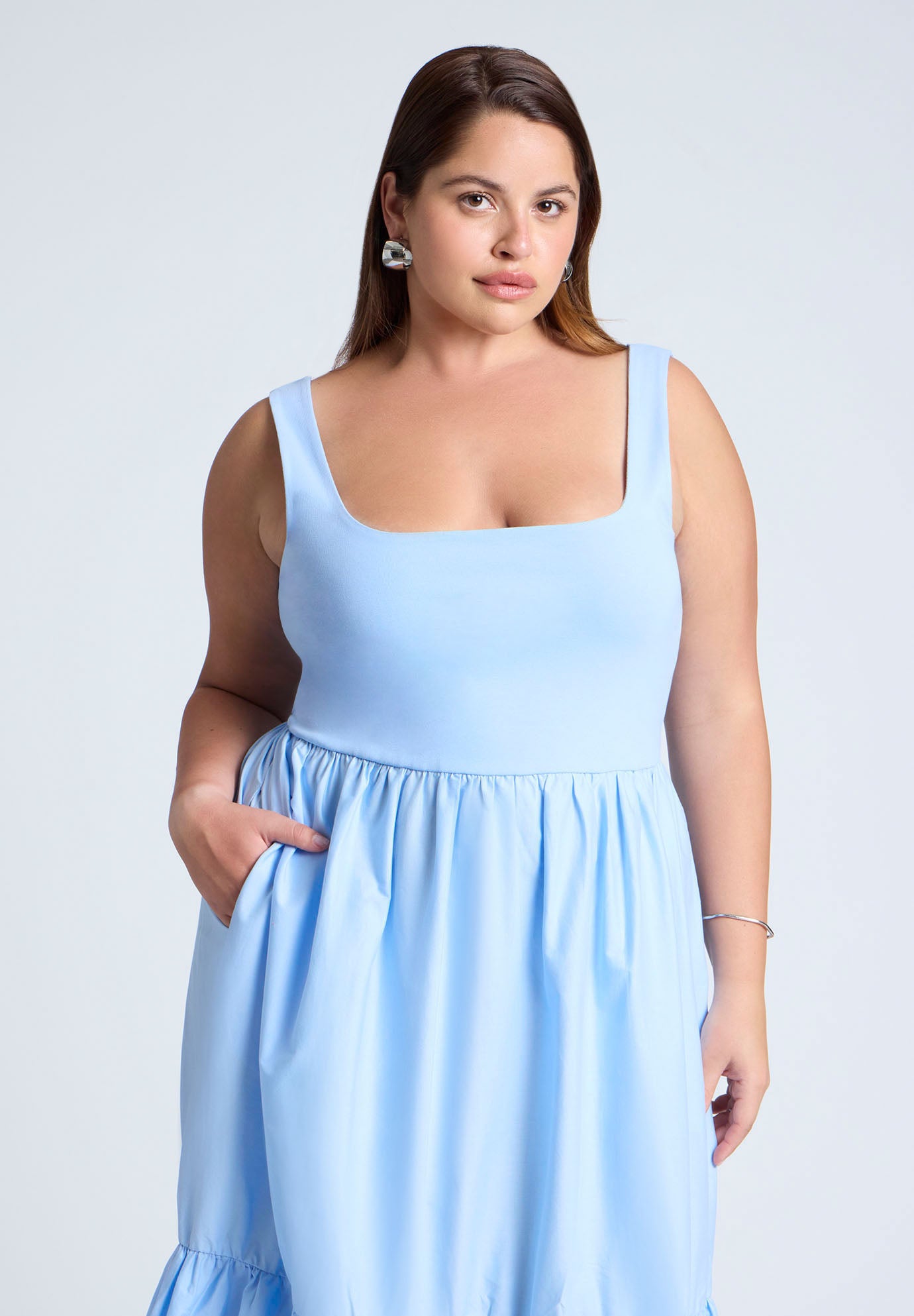Mixed Fabric Tank Dress image number 3