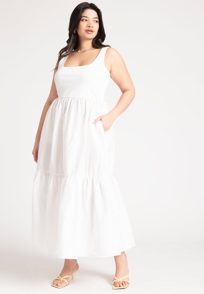 Mixed Fabric Tank Dress image number 0