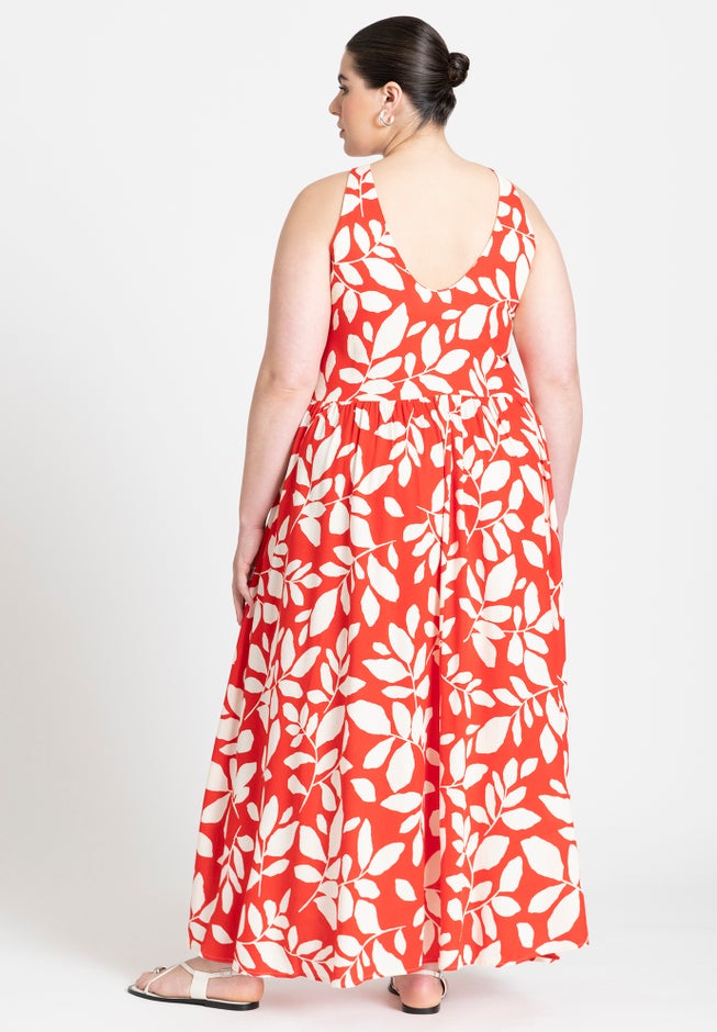 Printed Flare Skirt Maxi Dress image number null