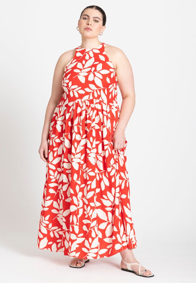 Printed Flare Skirt Maxi Dress image number null