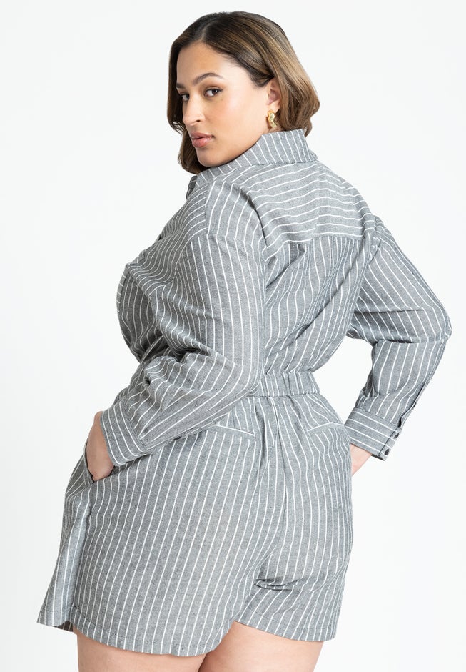 Striped Short Romper image number 1