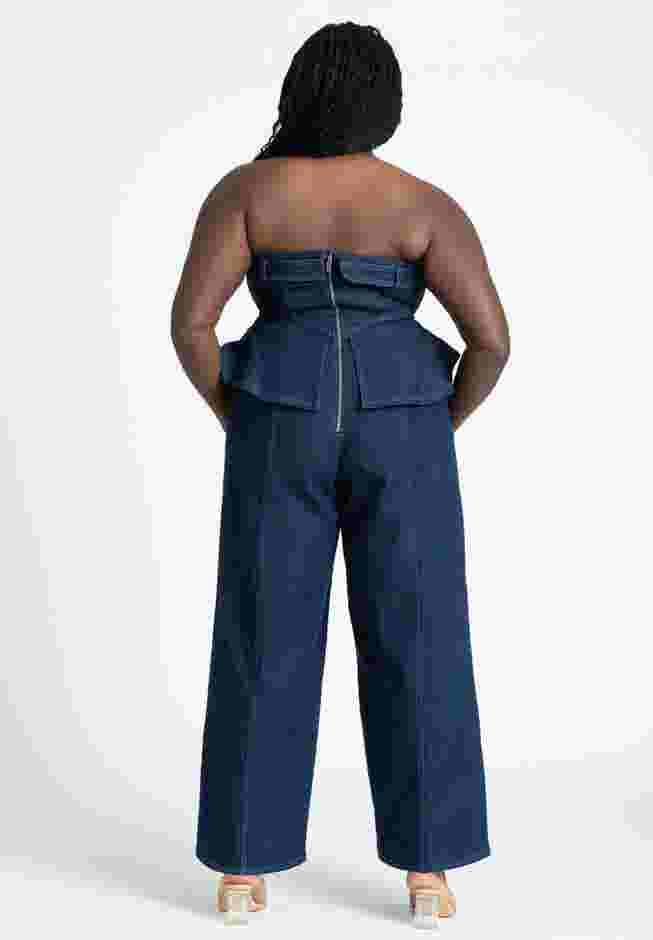Denim Jumpsuit With Peplum image number 1