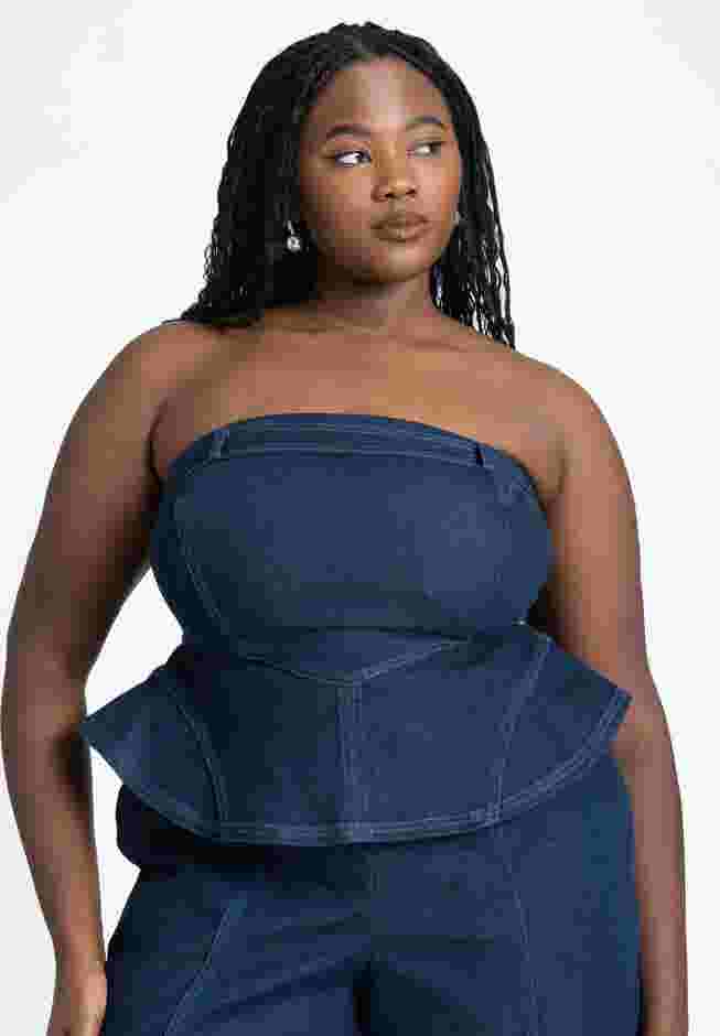Denim Jumpsuit With Peplum image number 2