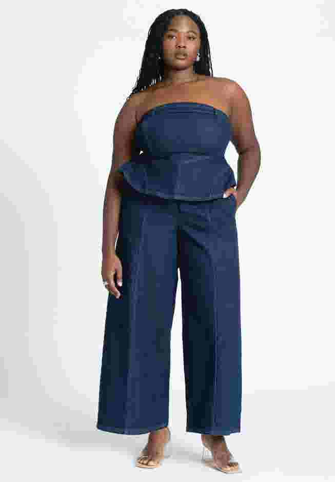 Denim Jumpsuit With Peplum image number 0