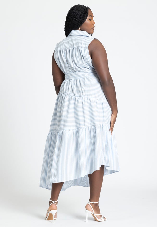 Asym Sleeveless Shirt Dress image number null
