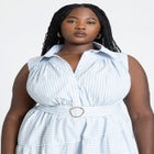 Asym Sleeveless Shirt Dress image number null