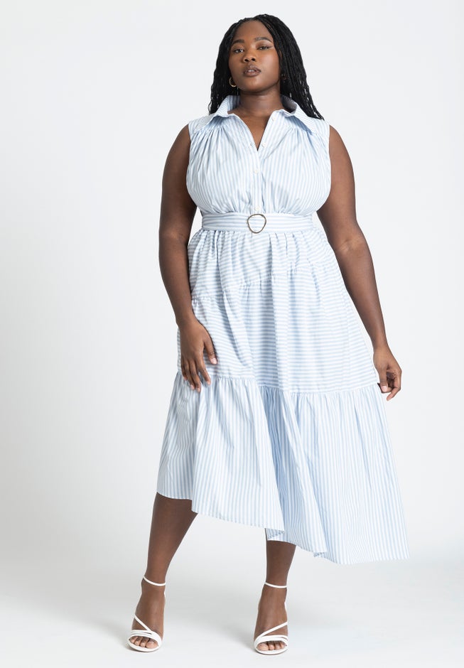 Asym Sleeveless Shirt Dress image number null